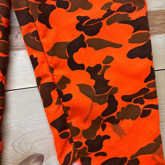 Vintage Hunting Pants 36x32 Orange Blaze Camo Camouflage Single Needle IDEAL Zip - Picture 4 of 12